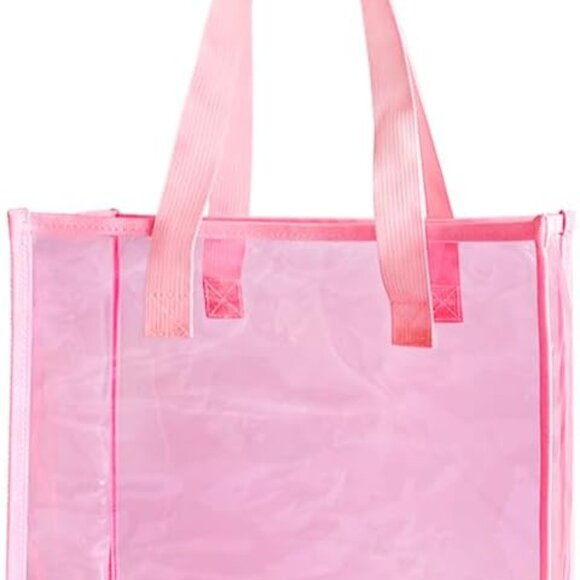 Holographic Solid Pattern Tote Bag PVC Clear Spacious Colorful Handles - Picture 1 of 5